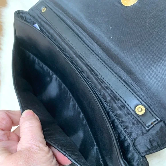 CABIN CREEK Soft Black Leather Vintage Flap Clutch Purse - Picture 8 of 15